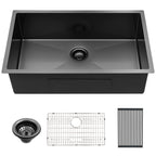 Sarlai 32'' x 19'' Gunmetal Black Stainless Steel Single Bowl Undermount Kitchen Sink