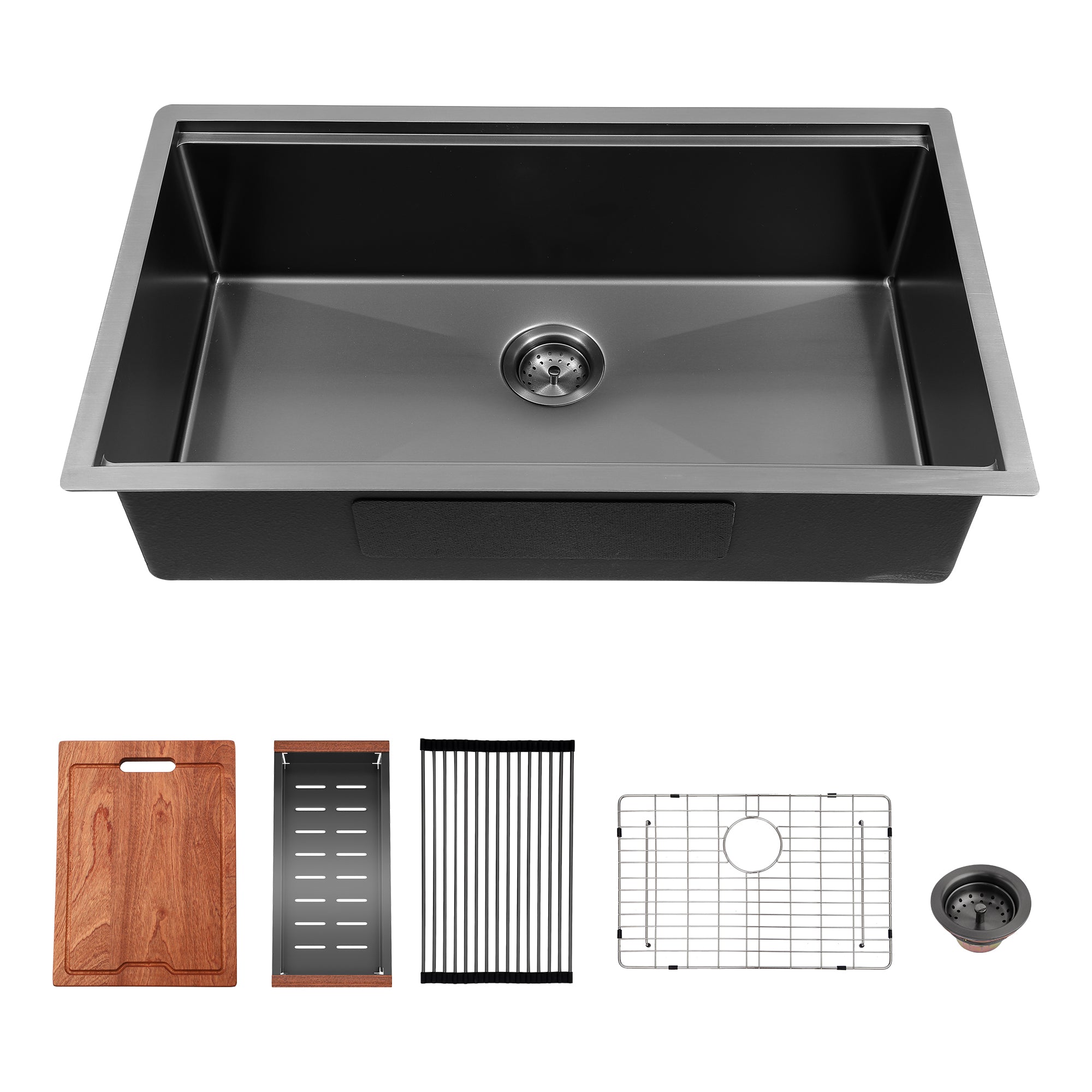 Sarlai 30'' Stainless Steel Black Single Bowl Workstation Kitchen Sink Main image