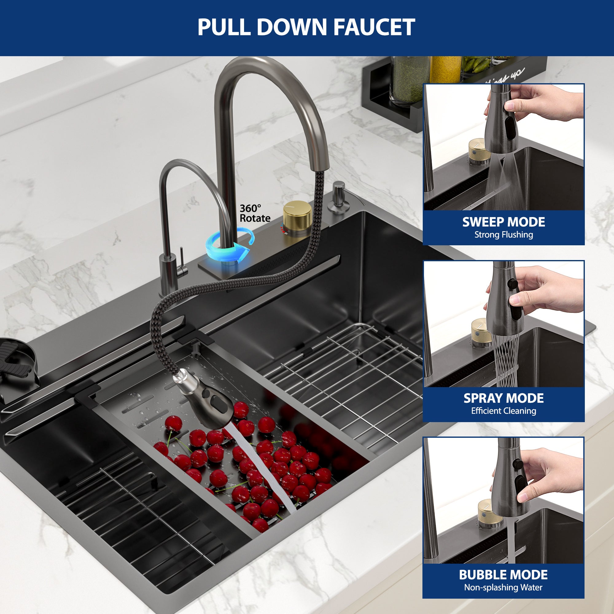 Sarlai 33'' Stainless Steel Drop In Single Bowl Workstation Kitchen Sink