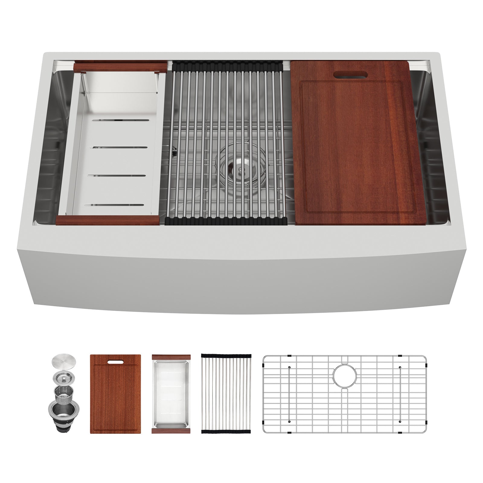 Sarlai 36in Stainless Steel Single Bowl Undermount Apron Front Workstation Farmhouse Sink Main image