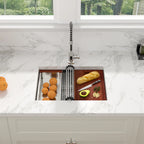 Sarlai 27 inch Durable 16 Gauge Stainless Steel Single Bowl Ledge Workstation  Undermount Kitchen Sink with Accessories
