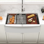 Sarlai 36in Stainless Steel Single Bowl Undermount Apron Front Workstation Farmhouse Sink