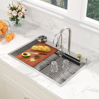 Sarlai 33'' x 22'' Stainless Steel Drop In Single Bowl Waterfall Workstation Kitchen Sink