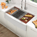 Sarlai 36in Stainless Steel Single Bowl Undermount Apron Front Workstation Farmhouse Sink