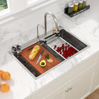 Sarlai 33'' x 22'' Stainless Steel Drop In Single Bowl Waterfall Workstation Kitchen Sink