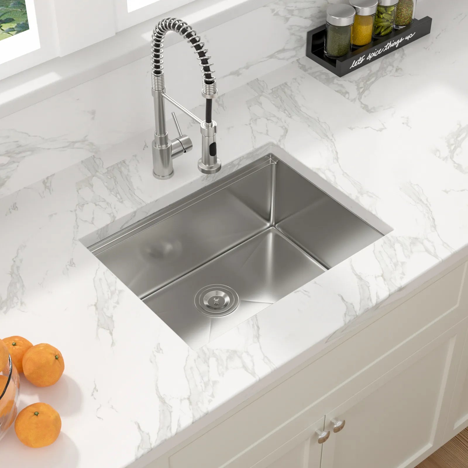 Sarlai 27 inch Durable 16 Gauge Stainless Steel Single Bowl Ledge Workstation  Undermount Kitchen Sink with Accessories