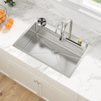 Sarlai 33'' x 22'' Stainless Steel Drop In Single Bowl Waterfall Workstation Kitchen Sink