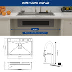 Sarlai 33'' x 22'' Stainless Steel Drop In Single Bowl Waterfall Workstation Kitchen Sink