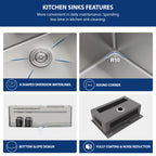 Sarlai 33'' x 22'' Stainless Steel Drop In Single Bowl Waterfall Workstation Kitchen Sink