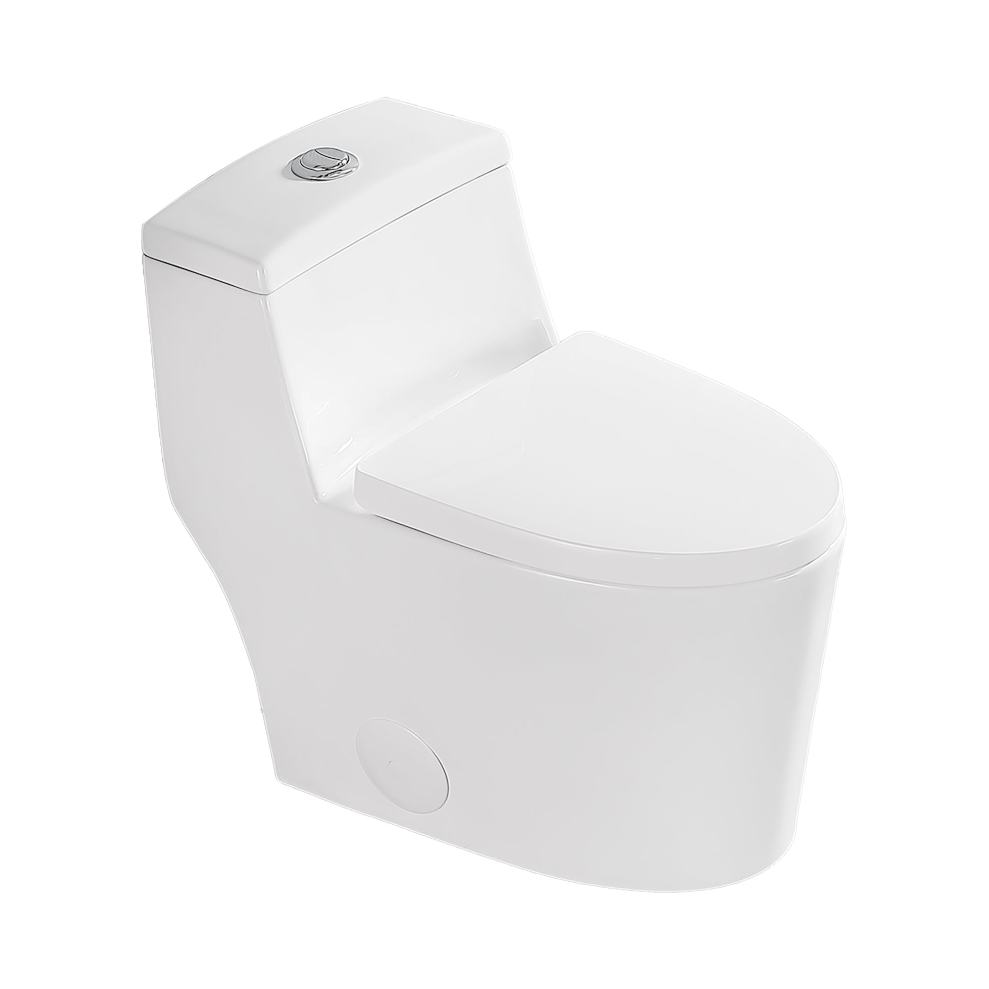 Sarlai One Piece Toilet - Tall Elongated Bathroom Toilet Comfort Height Dual Flush White Ceramic Modern Small Bathroom One Piece Toilet with Soft Seat, 12'' Rough - In, Wax Ring Included Main image
